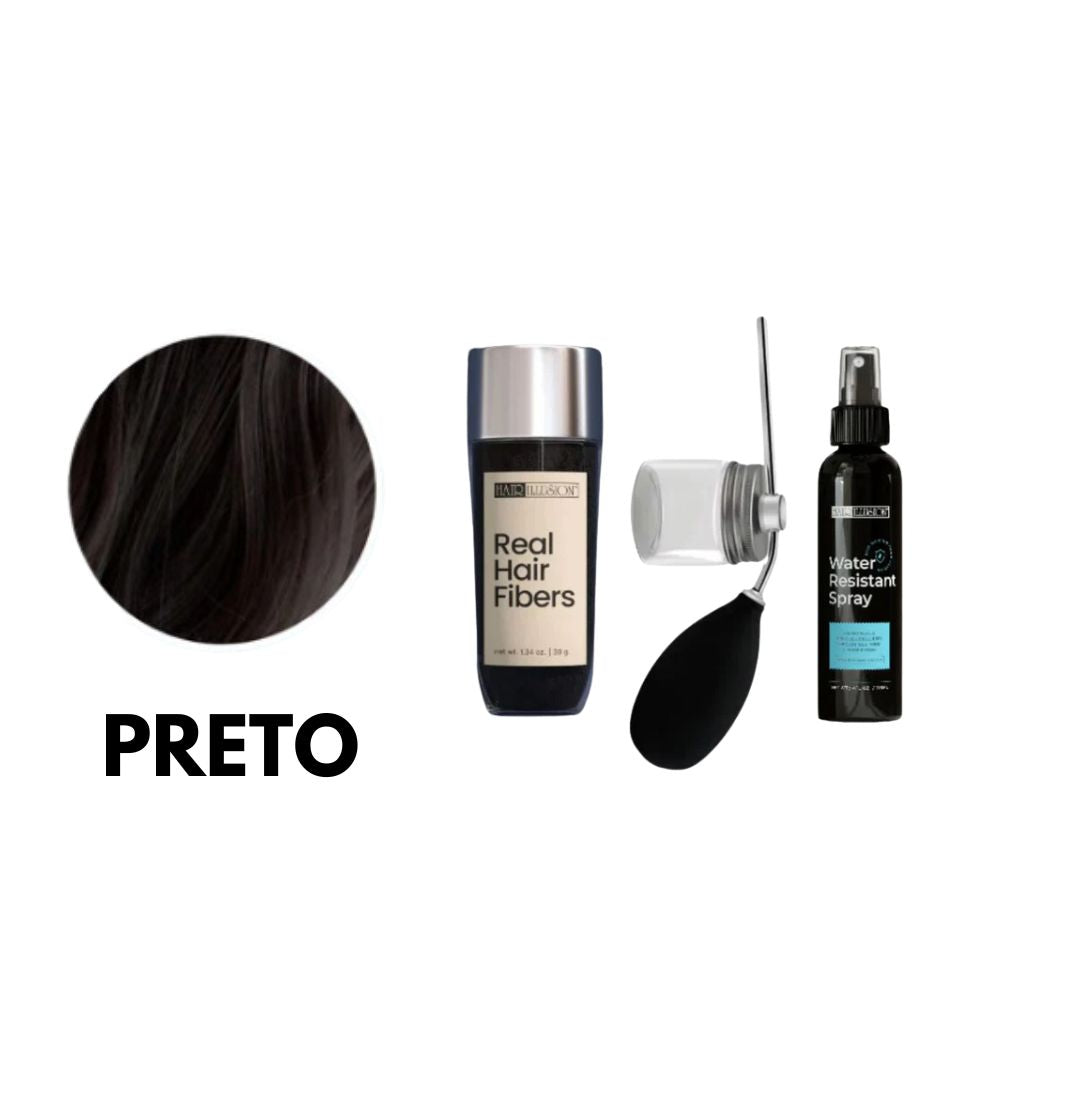 Real Hair Fibers - Transforme seu visual em minutos! (1 Spray Fixador + Aplicador Grátis)